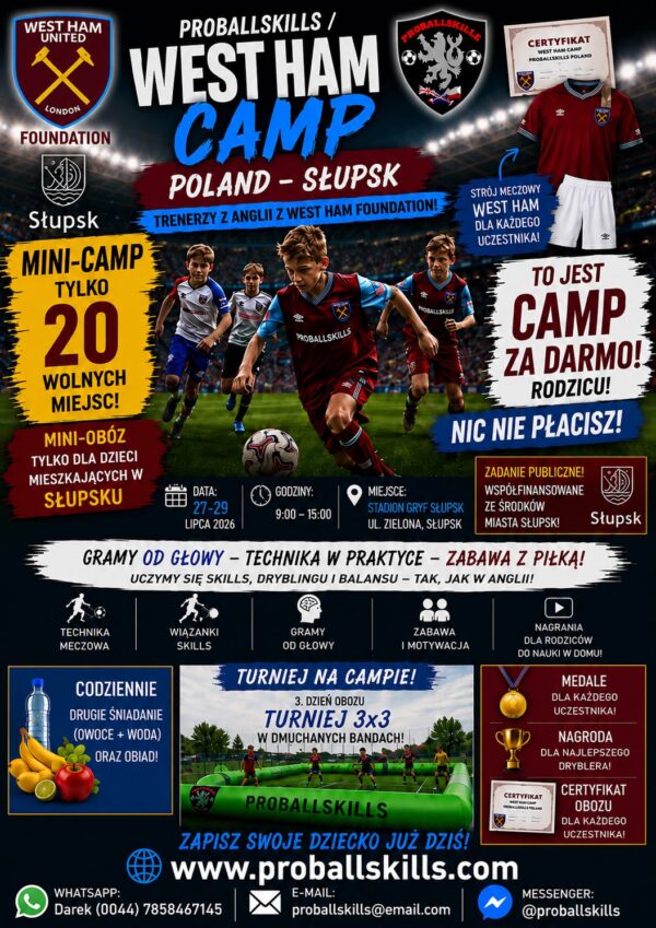 Darmowy camp piłkarski West Ham Foundation w Słupsku! - BRAK MIEJSC
